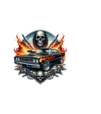Muscle Car - Izomautó minta sötétkék pólón