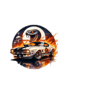 Muscle Car - Izomautó minta fekete pólón
