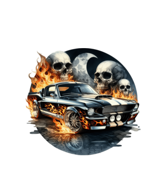 Muscle Car - Izomautó minta fehér pólón