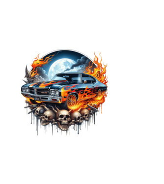 Muscle Car - Izomautó minta sötétkék pólón