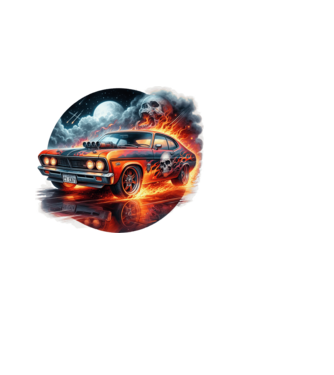 Muscle Car - Izomautó minta fekete pólón