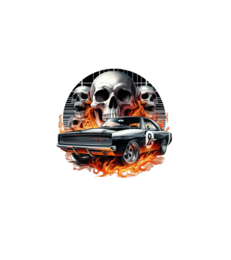 Muscle Car - Izomautó minta fekete pólón