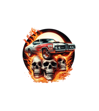 Muscle Car - Izomautó minta fehér pólón