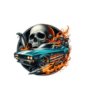 Muscle Car - Izomautó minta fehér pólón