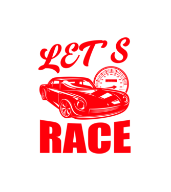 Let's Race - Versenyezzünk! minta fekete pólón