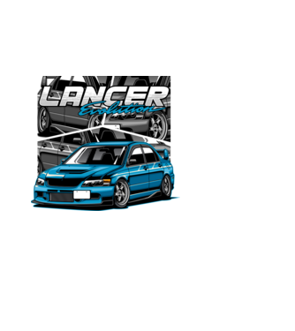 Mitsubishi Lancer Evo minta fekete pólón