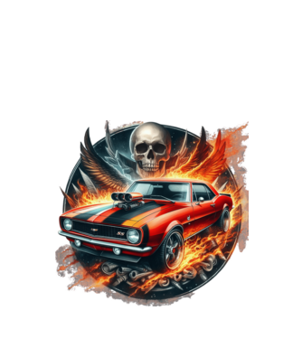 Muscle Car - Izomautó minta fekete pólón