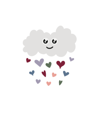 Cloud Hearts - Felhő szívek minta fehér pólón