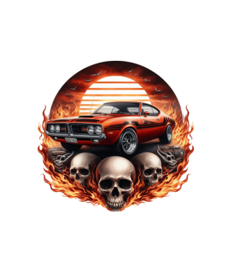 Muscle Car - Izomautó minta fehér pólón