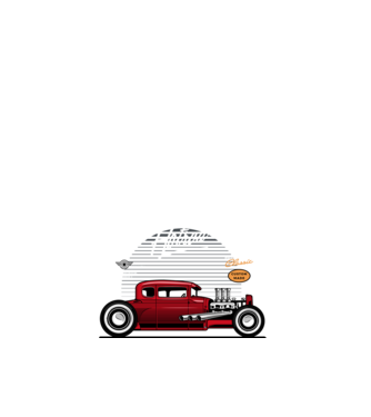 Hot Rod minta fehér pólón