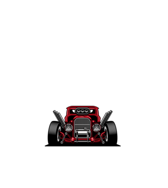 Hot Rod minta fehér pólón