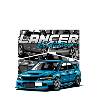 Mitsubishi Lancer Evo minta fehér pólón
