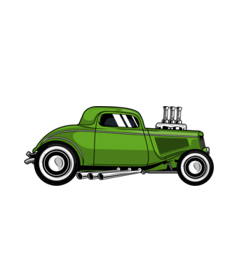 Hot Rod minta fehér pólón