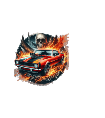Muscle Car - Izomautó minta sötétkék pólón