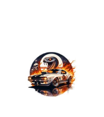 Muscle Car - Izomautó minta fekete pólón