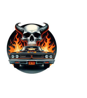 Muscle Car - Izomautó minta fekete pólón