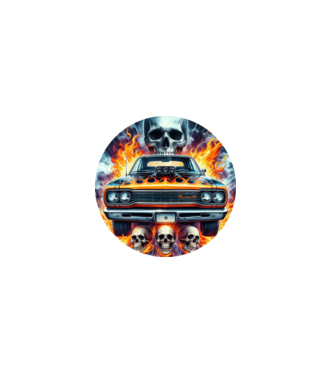 Muscle Car - Izomautó minta fekete pólón
