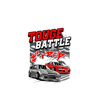 Touge Battle Racing - Kemény harci versenyzés minta fehér pólón