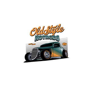 Hot Rod minta fehér pólón