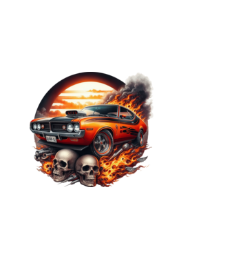 Muscle Car - Izomautó minta sötétkék pólón