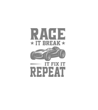 Race it, Break it, Fix it, Repeat - Versenyezz vele, törd meg, javítsd, Ismétlés minta fekete pólón