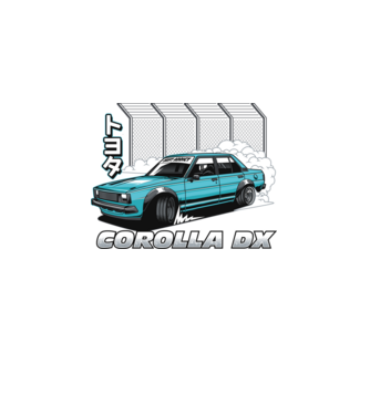 Toyota Corolla E70 minta fehér pólón