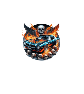 Muscle Car - Izomautó minta fekete pólón
