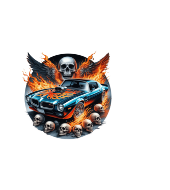 Muscle Car - Izomautó minta sötétkék pólón