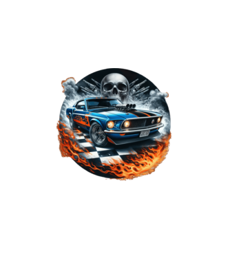 Muscle Car - Izomautó minta fekete pólón