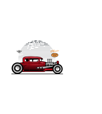Hot Rod minta világoskék pólón