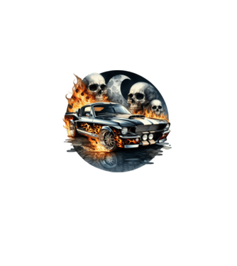 Muscle Car - Izomautó minta fekete pólón
