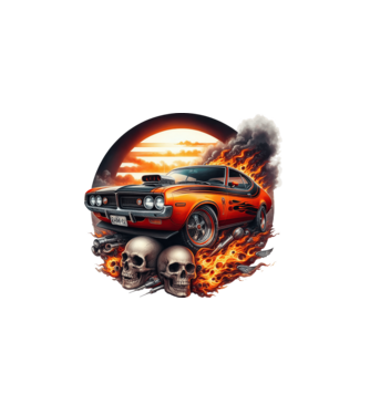 Muscle Car - Izomautó minta fehér pólón