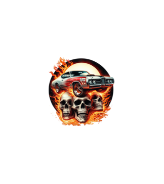 Muscle Car - Izomautó minta fekete pólón