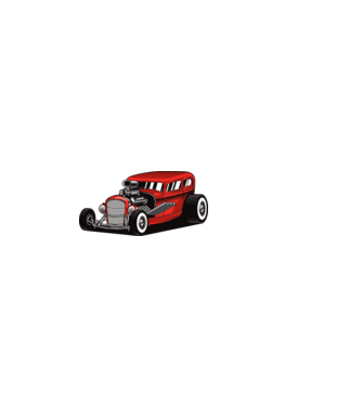 Hot Rod minta fehér pólón