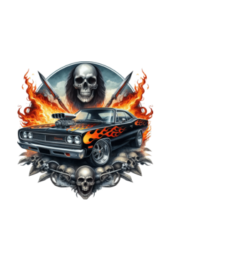 Muscle Car - Izomautó minta fekete pólón