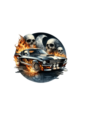 Muscle Car - Izomautó minta sötétkék pólón