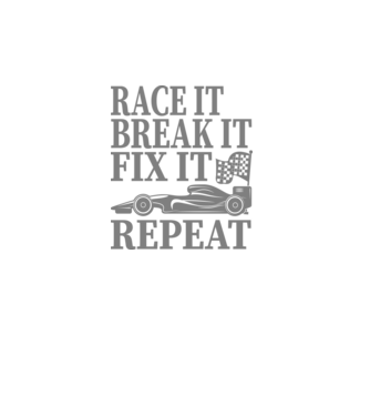 Race it, Break it, Fix it, Repeat - Versenyezz vele, törd meg, javítsd, Ismétlés minta türkiz pólón