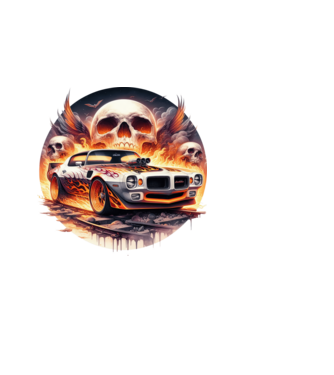 Muscle Car - Izomautó minta fekete pólón