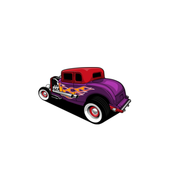 Hot Rod minta fehér pólón