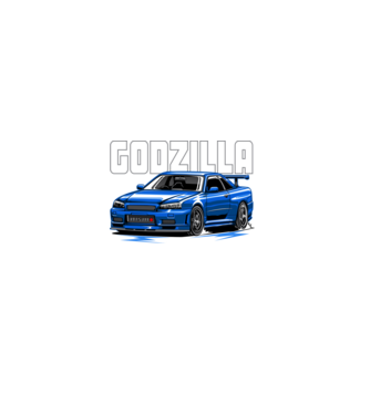 Nissan Skyline Godzilla minta farmerkék pólón