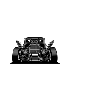 Hot Rod minta fehér pólón