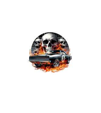 Muscle Car - Izomautó minta fekete pólón