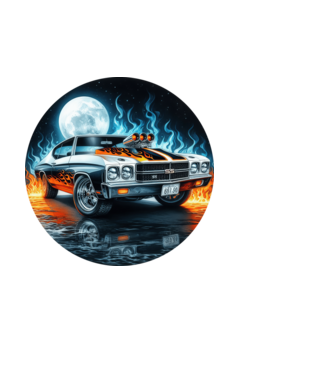 Muscle Car - Izomautó minta fehér pólón