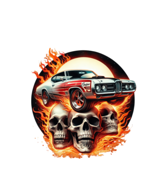 Muscle Car - Izomautó minta fehér pólón