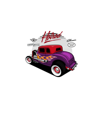 Hot Rod minta fehér pólón