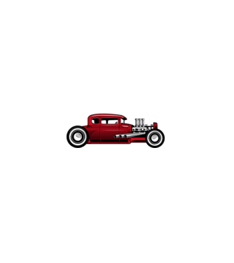 Hot Rod minta fehér pólón