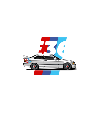 BMW E36 minta fehér pólón