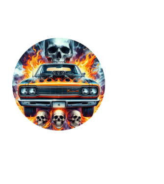 Muscle Car - Izomautó minta fehér pólón