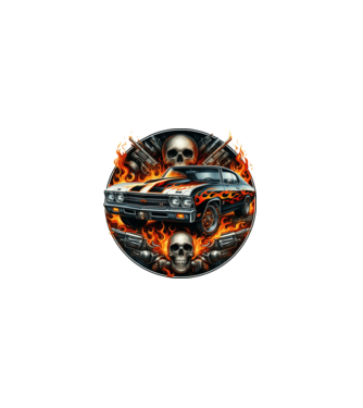 Muscle Car - Izomautó minta fekete pólón