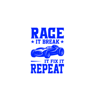 Race it, Break it, Fix it, Repeat - Versenyezz vele, törd meg, javítsd, Ismétlés minta fekete pólón